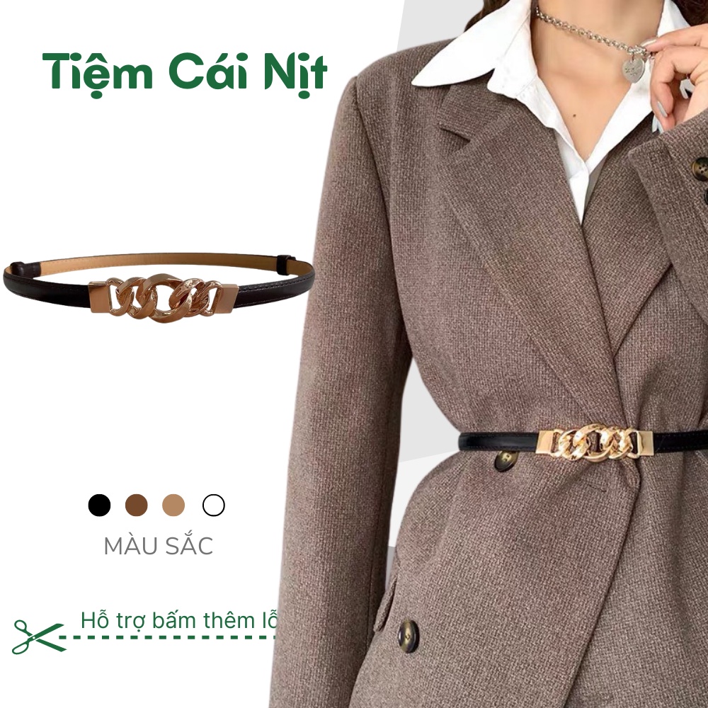 Đai váy mặt xích xoắn bản nhỏ 1.6cm sang chảnh ĐV023 - Belt nịt váy da đẹp cho áo đầm blazer cài tiện lợi - Tiệm Cái Nịt