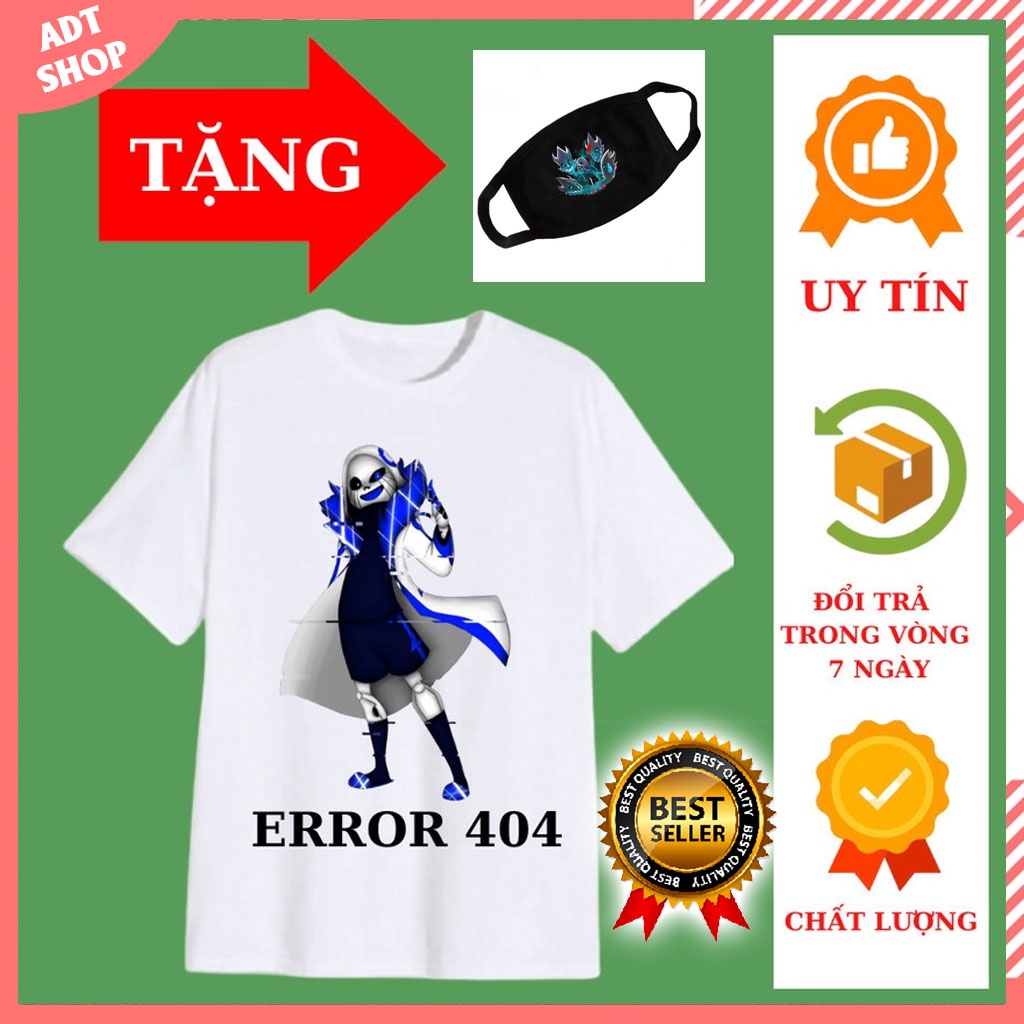 Áo thun Error 404 Sans cho trẻ em, tay ngắn, đủ màu sắc, tặng kèm khẩu trang độc đẹp giá rẻ