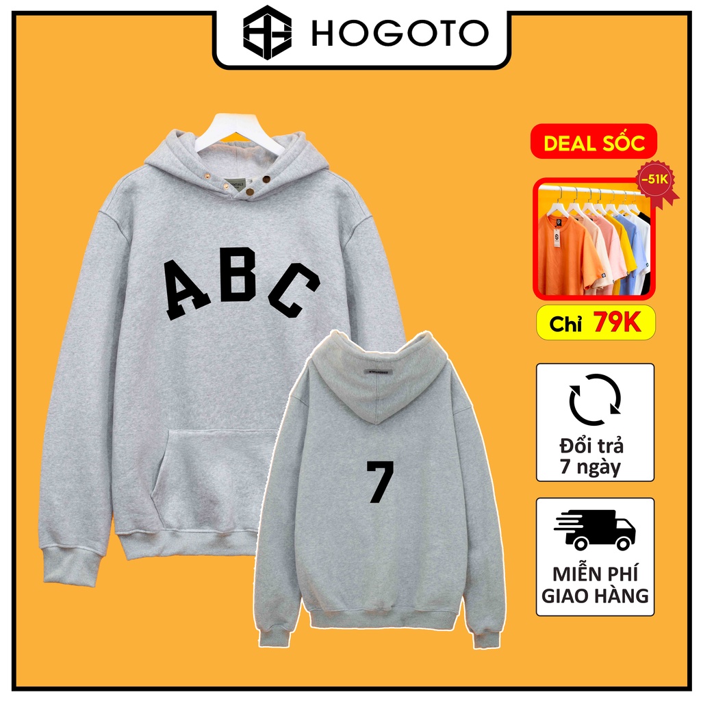 Áo nỉ hoodie ABC Hogoto shop , Áo nỉ hoodie unisex nam nữ form rộng oversize chất liệu Cotton