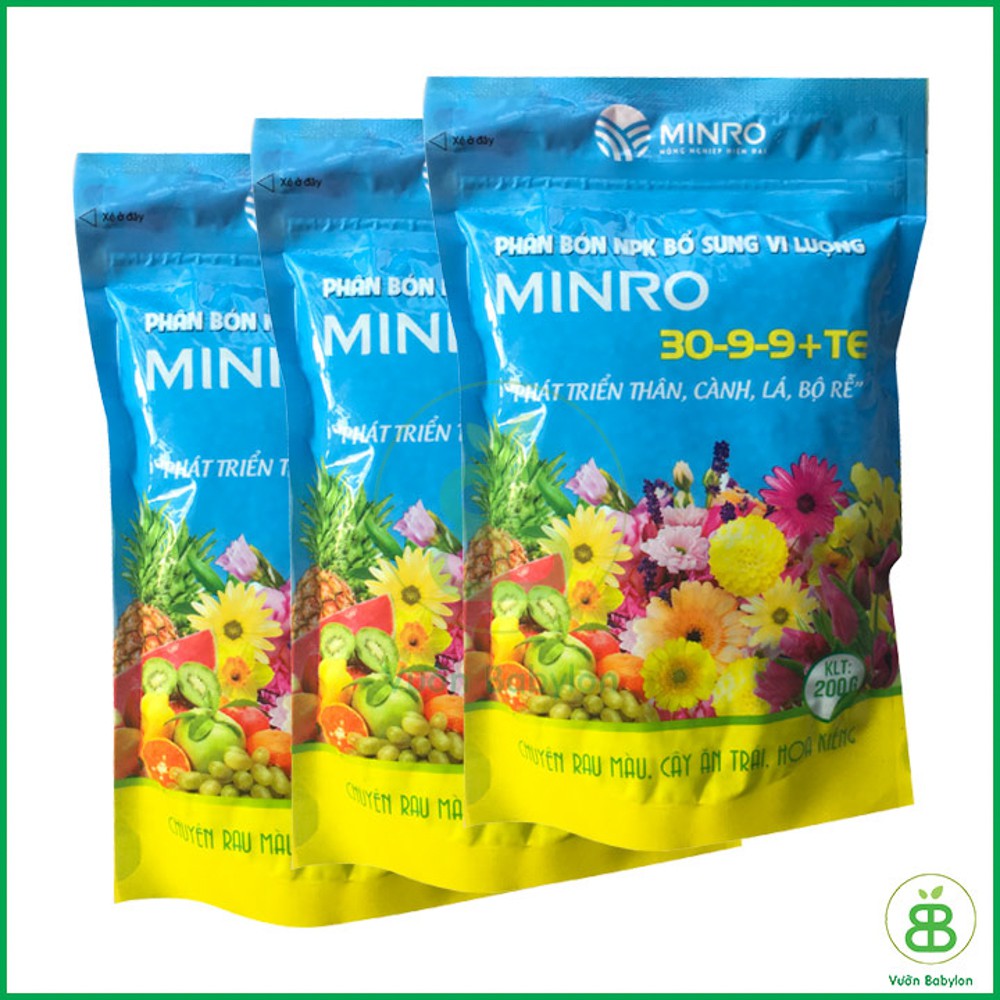 200Gr Phân Bón NPK Phát Triển Thân Lá Cành MINRO 30-9-9