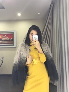 Váy len body kèm belt