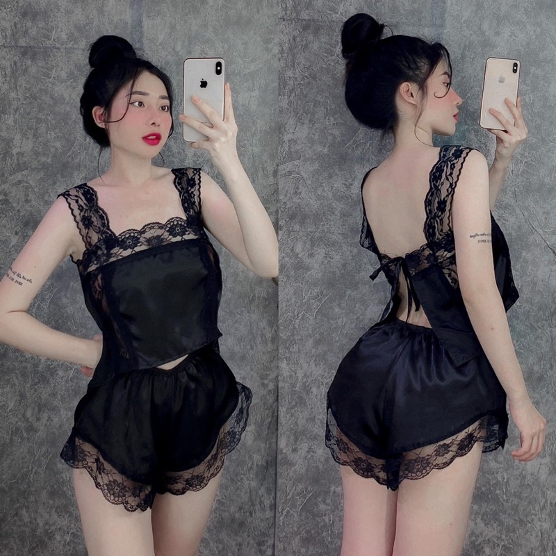 Bộ Ngủ Lụa Phối Ren Dễ Thương | BigBuy360 - bigbuy360.vn