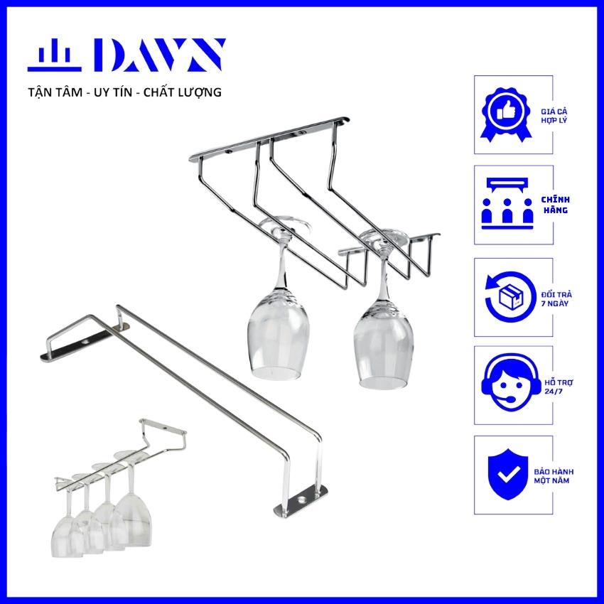 Giá, Kệ Treo Ly Rượu Vang Chất Liệu Inox Sus 304 DAVN, DA207 màu Bạc, Đơn: 35x10x4 cm, Đôi: 35x20x4cm (Dài-Rộng-Cao).