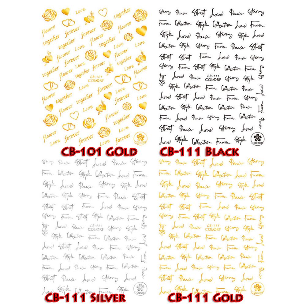 Miếng Dán Trang Trí Móng Tay Hình Chữ Cái 3D DIY Màu Đen