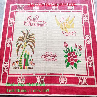 Chiếu Cói Đậu Thái Bình In Dừa Kích Thước (1m5x1m9)