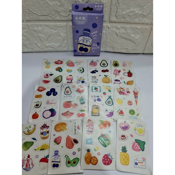 Hộp 12 tấm sticker tông pastel nhiều chủ đề mã JQ-003