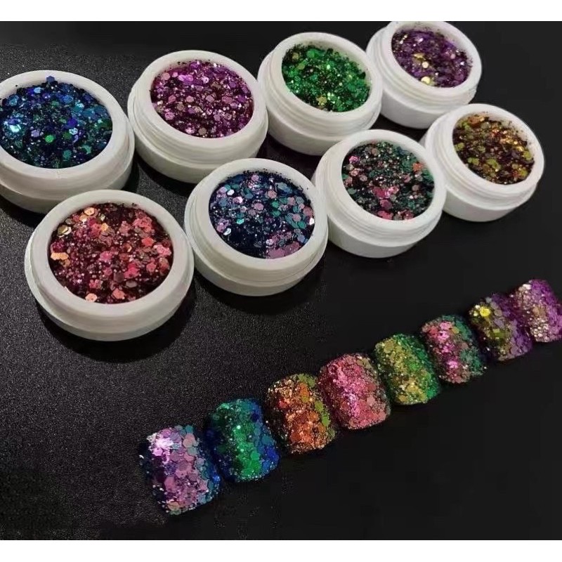 phụ kiện nhũ siêu sáng 8 màu trang trí nail