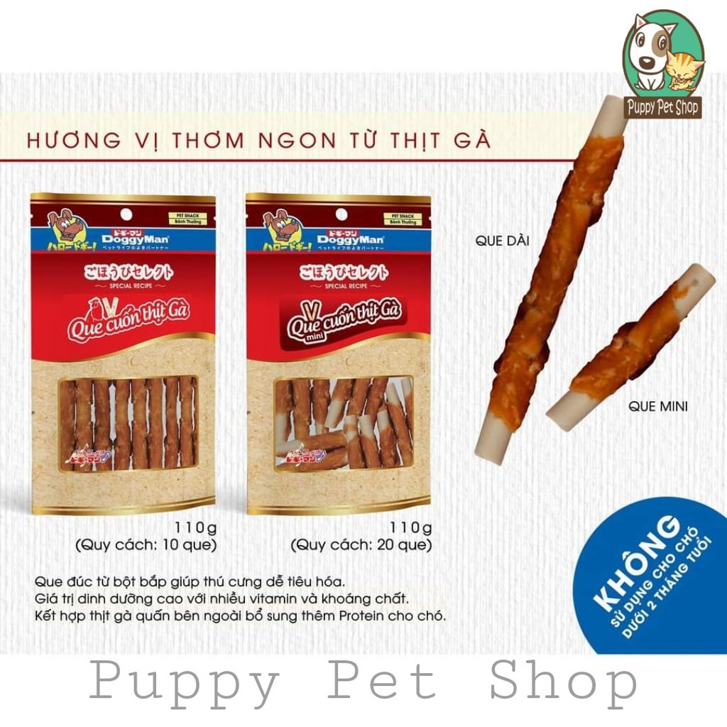 Que Cuộn Thịt Gà 10 Cây Doggyman Cho Chó