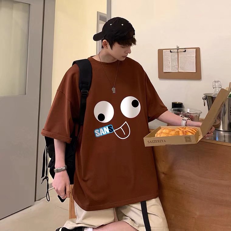 Áo Thun Tay Ngắn Dáng Rộng In Họa Tiết Hoạt Hình Vui Nhộn Chất Lượng Cao Thời Trang Cho Nam Và Nữ M-8XL