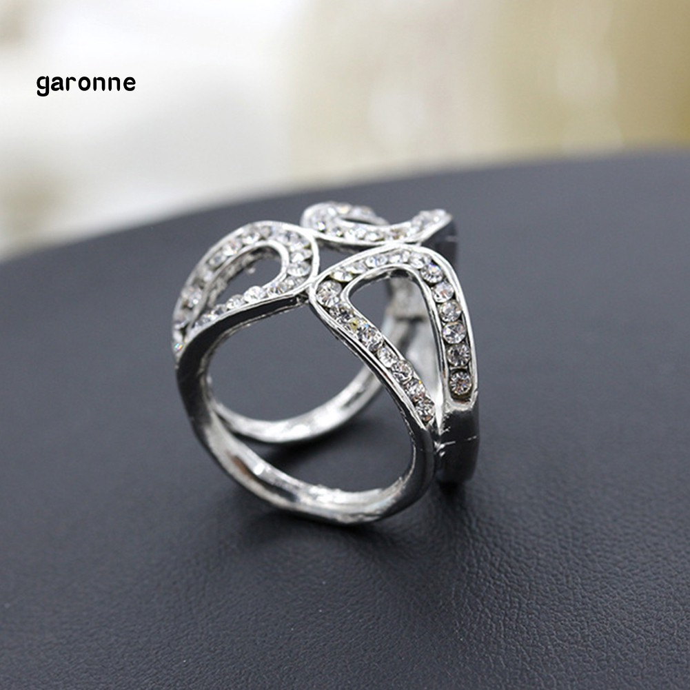 GA_Women Fashion Hollow Rhinestone Inlaid Three-ring Scarf Shawl Brooch Pin Jewelry