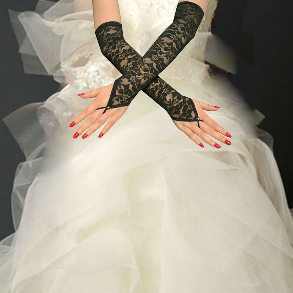 Găng tay ống dài ren hoa thời trang thanh lịch dành cho bạn nữ