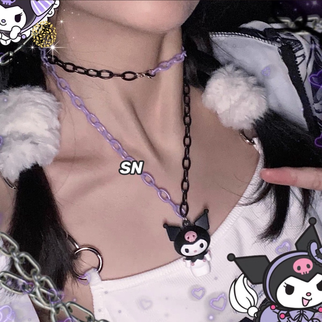 Vòng cổ mặt hình nhân vật anime Kuromi Goth y2k YKD