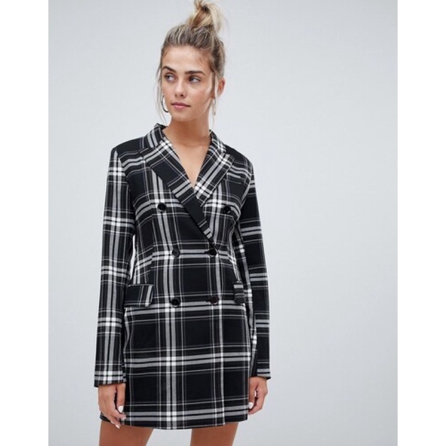 Đầm vest caro Bershka