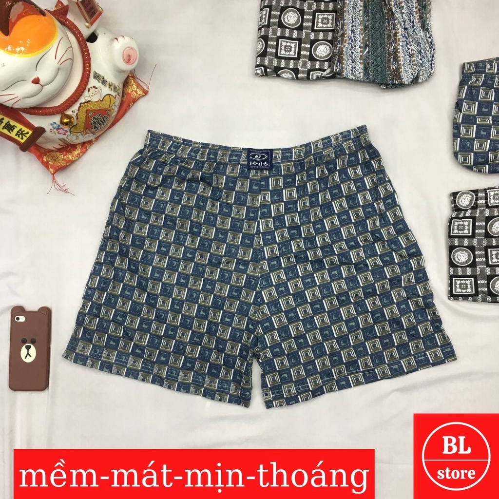 Quần đùi nam thun cotton hoa mặc ngủ, Quần lót nam trung niên thoáng mát thoải mái