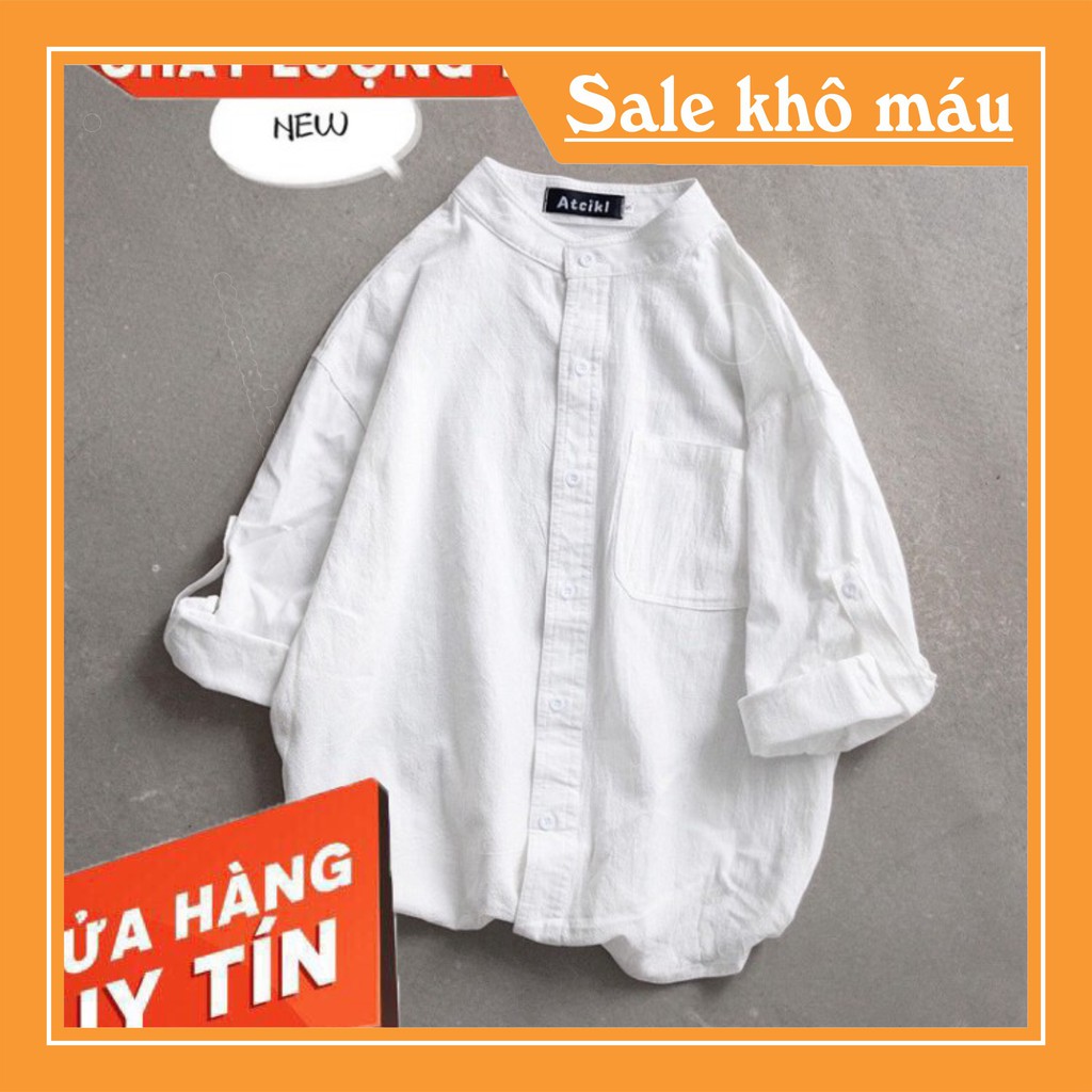 Áo Sơ Mi Đũi Cổ Tàu Form Rộng Siêu Hot hàng cao cấp chất siêu đẹp - SP20 | BigBuy360 - bigbuy360.vn