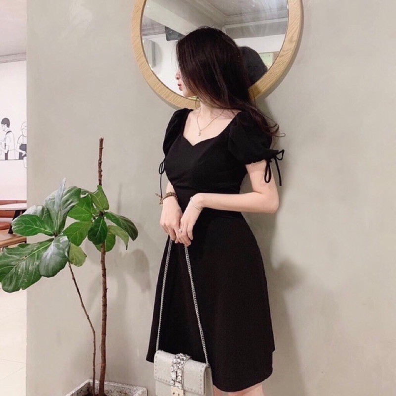 ĐẦM CỔ VUÔNG TIM TAY NƠ - NEMO DRESS