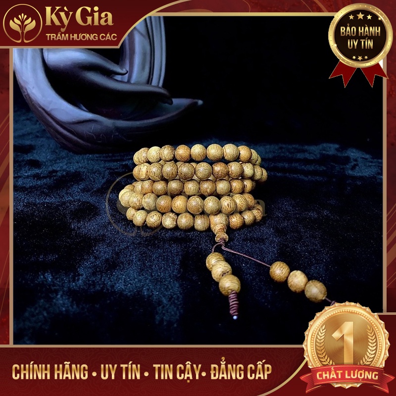 Vòng Trầm Hương Kỳ Gia AGARWOOD Rừng 108 Hạt 8 Li Chuẩn Tự Nhiên, Cao Cấp