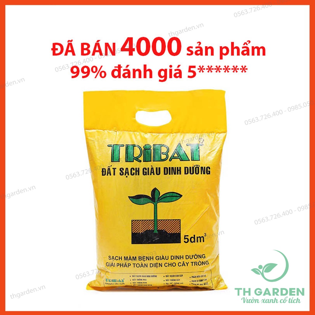 Đất trồng cây Tribat 5dm3 - Khoảng 2.0 đến 2.7kg - Đất sạch trồng cây dinh dưỡng chất lượng cao - Đất sạch chuyên dụng