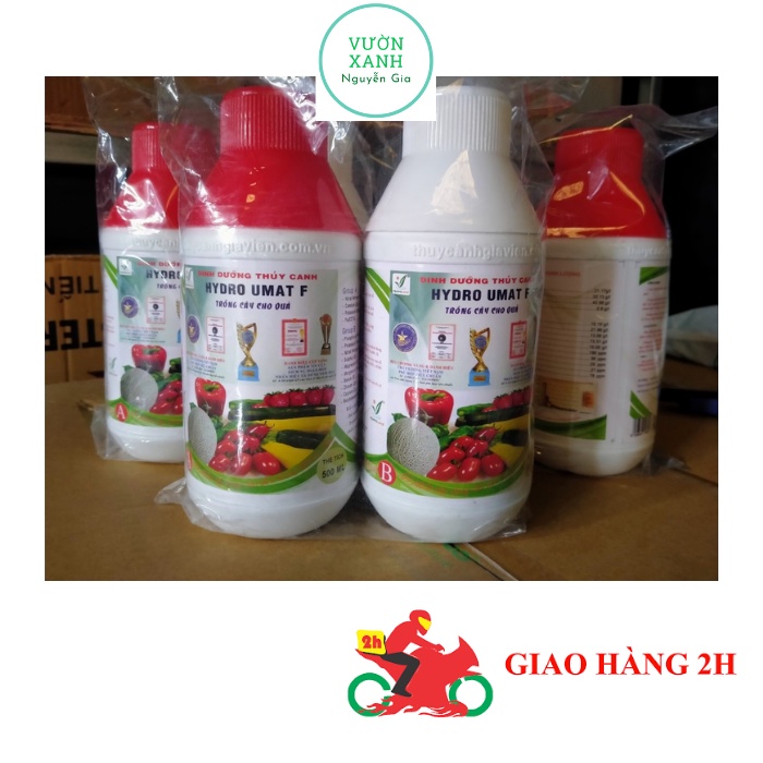 Set 3 cặp dinh dưỡng thủy canh Hydro Umat F - Phân bón trồng cây ăn củ, quả 500ml A + 500ml B