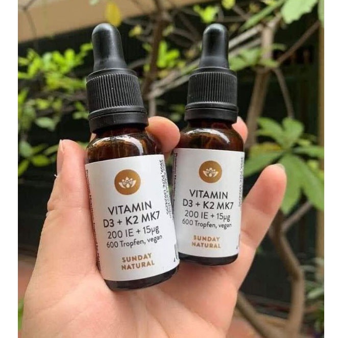 Vitamin D3 cho bé D3 K2 MK7 Đức Sunday Natural 20ml giúp hấp thụ canxi phát triển Chiều Cao tối ưu cho trẻ từ sơ sinh