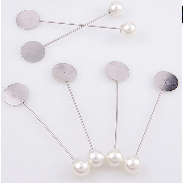Set 10 ghim cài áo dáng dài đính ngọc trai giả 76mm