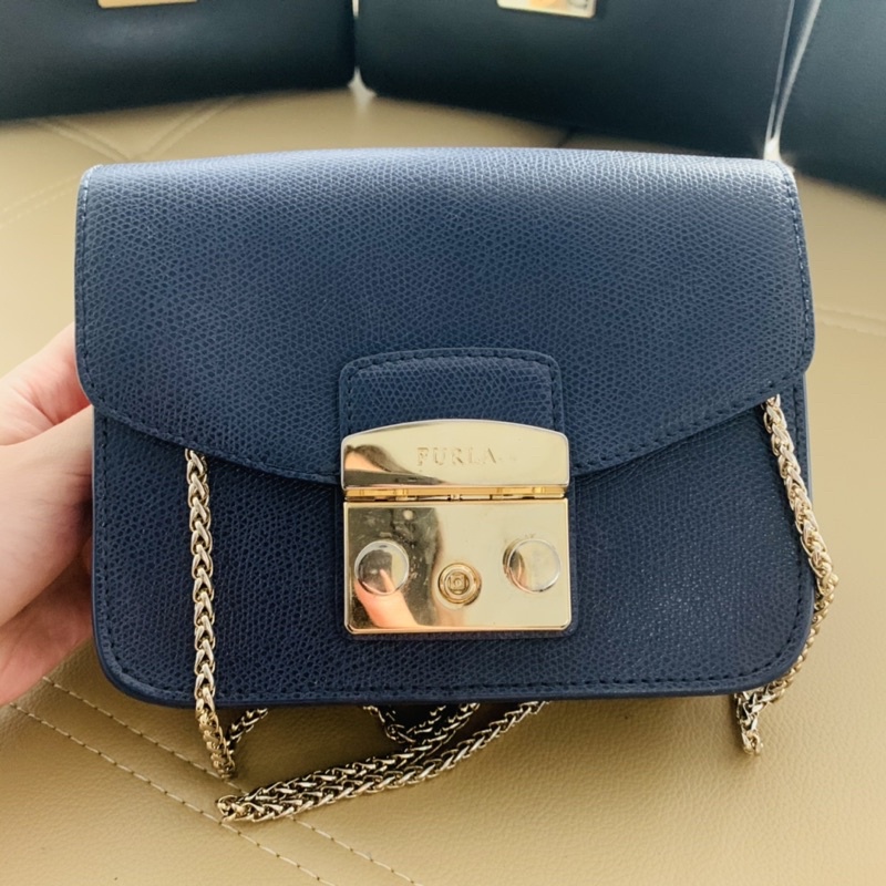 THANH LÝ TÚI MINI METROPOLIS FURLA MÀU NAVY