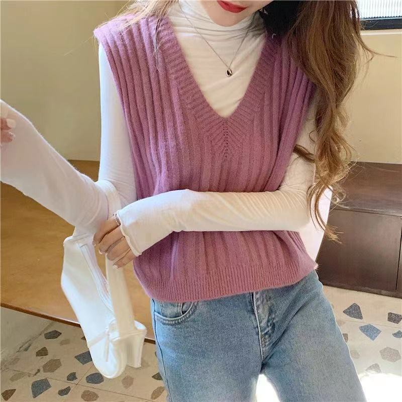 [Sẵn] Gile Len | Áo Gile Nữ Len Sọc Dây Buộc Nơ Lưng Thời Trang Thu Đông 2021, Phong Cách Ulzzang Hàn Quốc | BigBuy360 - bigbuy360.vn