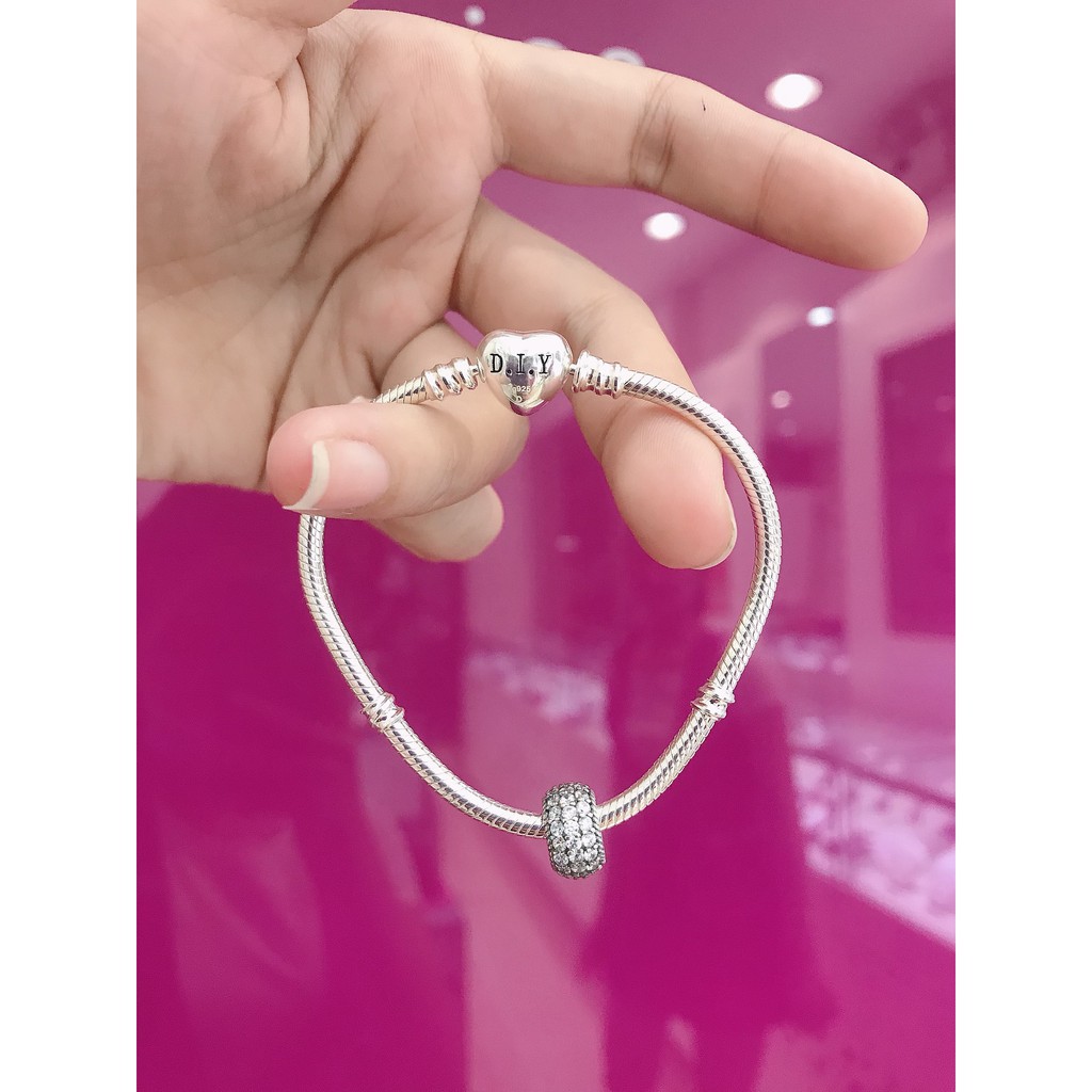 Hạt charm xỏ DIY PNJSilver hình tròn đính hạt XMXMK060017