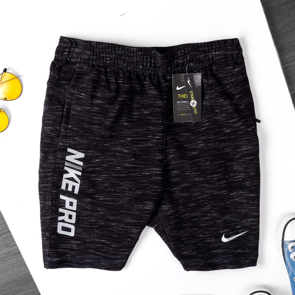 Quần short thể thao, quần đùi nam chất vải thun co dãn gogo in túi dây kéo QS75