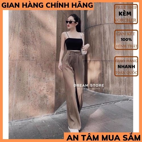 Sét quần ống rộng kèm áo 2 dây nữ quần ống rộng cạp cao khuy trước chất tuyết mưa đẹp ,quần ống rộng nữ THỜI TRANG 1989