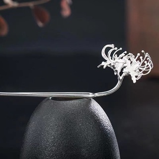 Miyan S925 Bạc Handmade Manchusha Hua Kẹp Tóc Hanfu Phụ Kiện Cuộn Trang Trí Tóc Bên Khác Hoa Kẹp Tóc