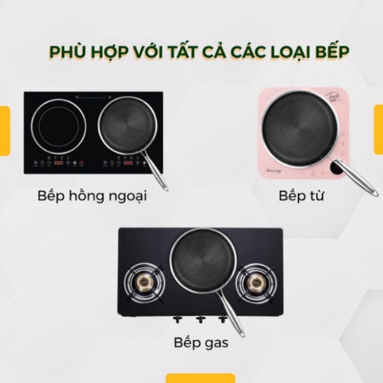 Chảo Chống Dính Đáy Từ Dreamer DKW-NFL124B - Chảo Chống Dính Inox Cao Cấp Chính Hãng Kích Thước 24-26-28 cm