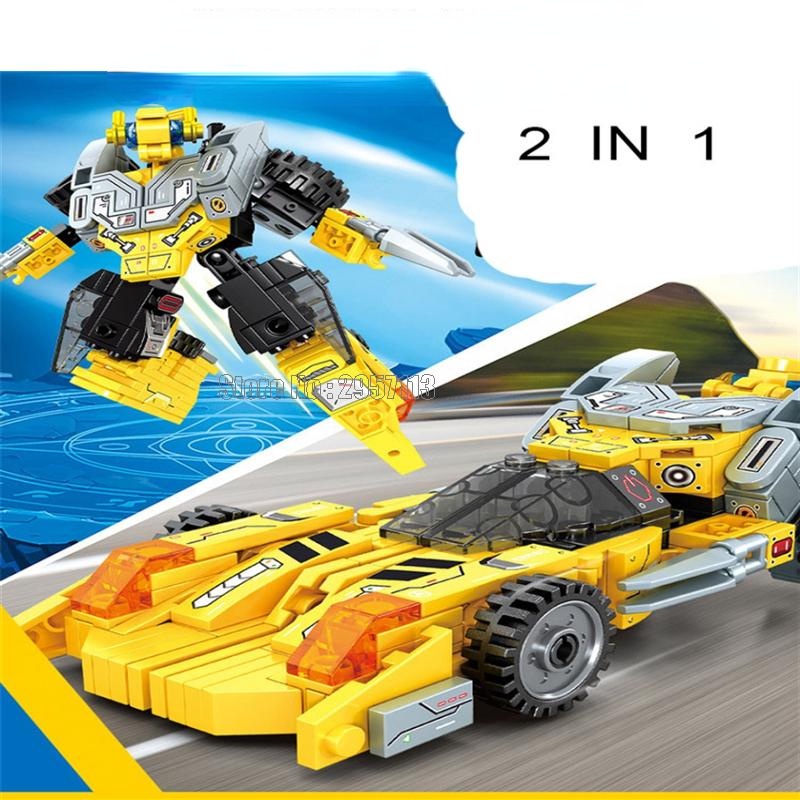 Đồ chơi Lắp ráp Mô hình Sembo 103280-103283 817pcs 4in2 Deformation Transformation Robot Speed Rally Racing Car