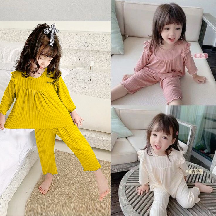 Đồ bộ quần áo dài tay cho bé gái chất len đũa AM771 TTR81