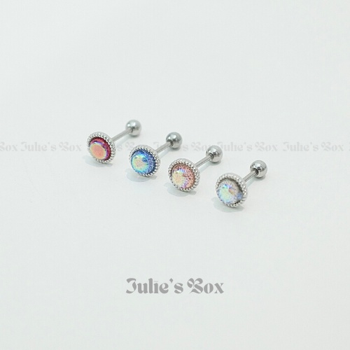 [1 CHIẾC] Khuyên Tai Đá Galaxy 4 Màu Tròn Màu Bạc Unisex Titanium Không Gỉ Không Ngứa Không Đen julies box 66