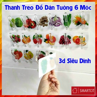 (SIÊU HOT)Thanh Treo Đồ Dán Tường 6 Móc Liền Mạch 3d Siêu Dính siêu cute SMARTCIT