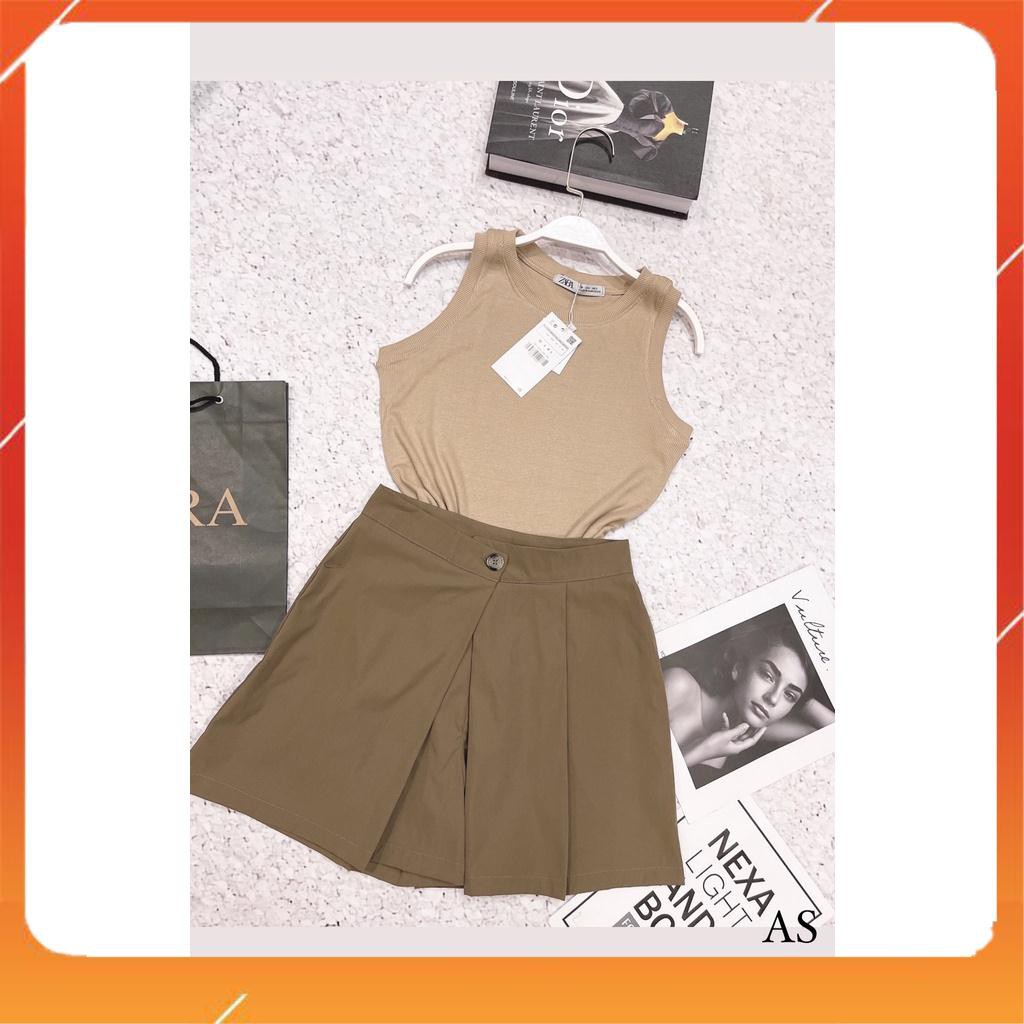 [ICB0511 giảm 25% tối đa 30k đơn 50k] Set Chân Váy Xếp Ly Kaki Mix Áo Sát Nách Chất  Tăm Siêu Đẹp | BigBuy360 - bigbuy360.vn