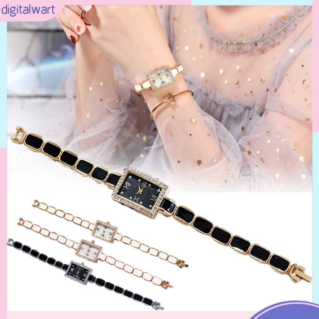 Đồng Hồ Nữ Mặt Vuông Đính Đá Thời Trang