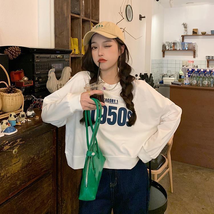 IELGY Áo sweater Cổ Tròn Dáng Rộng In Họa Tiết Xinh Xắn Dành Cho Nữ