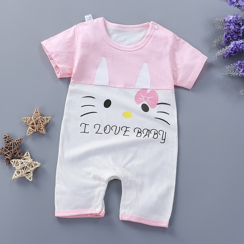 Bộ đồ quần áo trẻ em mùa hè áo liền quần Bé trai và gái vải cotton co giãn 4 chiều thấm hút mồ hôi bé 1-5 tuổi BĐON04-01