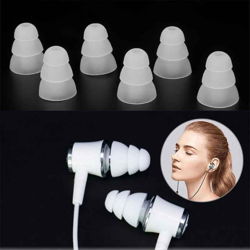 1 Cặp Nút Bịt Tai Nghe Nhét Tai Ba Lớp Bằng Silicone