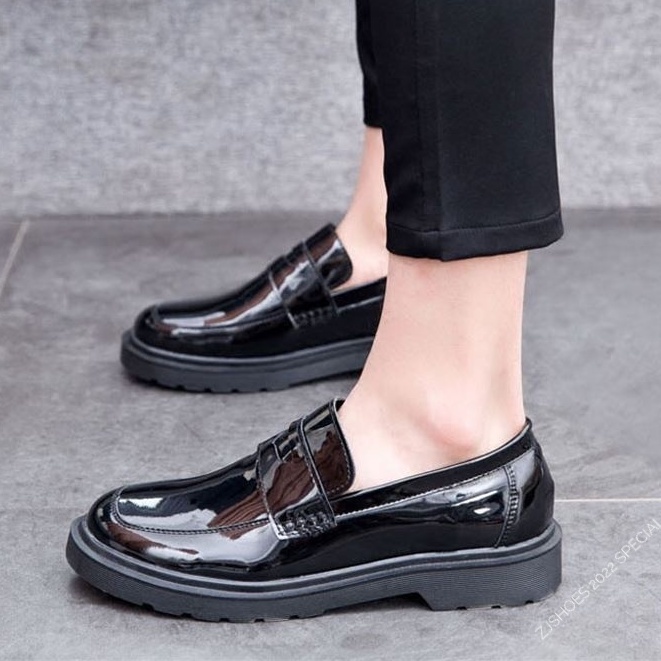 [2022] Giày lười da bóng nam SLIP ON phong cách Hàn Quốc - đế 4cm phom rất đẹp