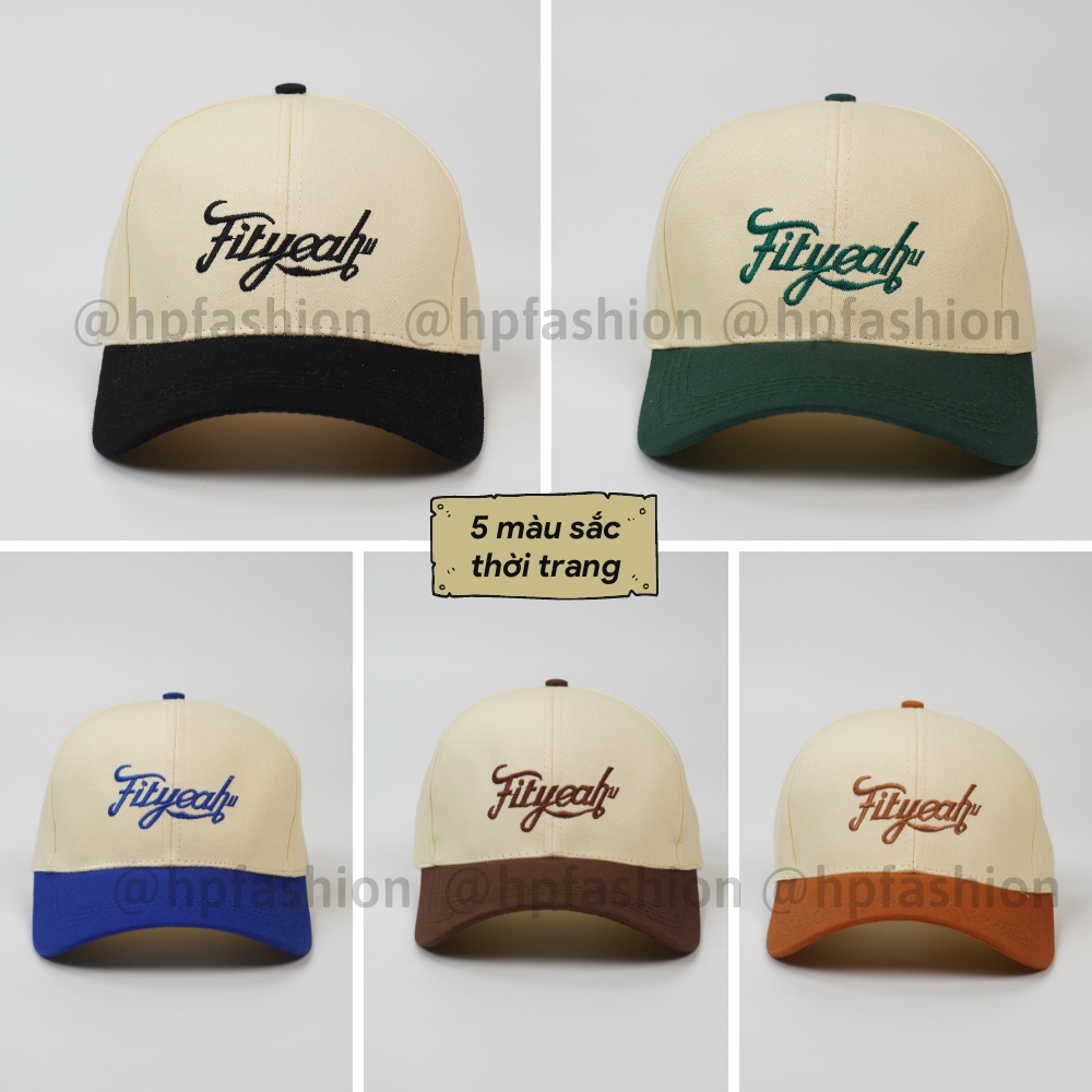 Mũ lưỡi trai ❤️ Nón kết phối màu thêu chữ Fityeah chất kaki cao cấp form unisex nam nữ N90 - Happy Style