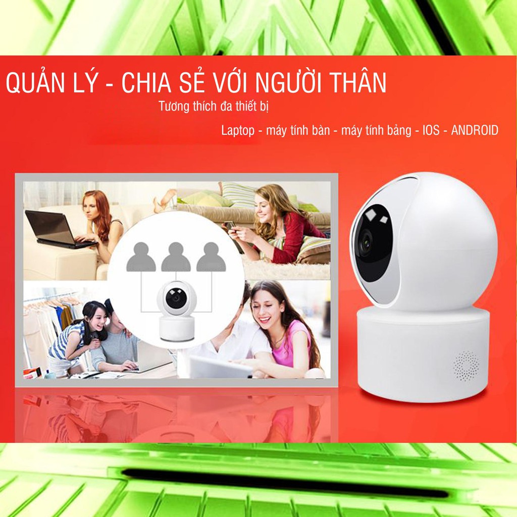 Camera wifi 360 độ Care Cam YH200 2.0 Mpx full HD1080 chuẩn nén H265+ đàm thoại 2 chiều, kết nối Smart Home | BigBuy360 - bigbuy360.vn