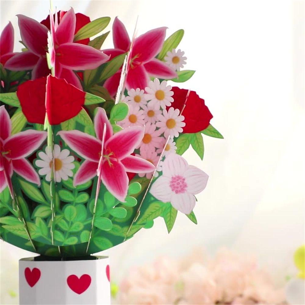 .Thiệp Chúc Mừng Ngày Của Mẹ Hoa Hồng Và Lily 3D Bằng Giấy