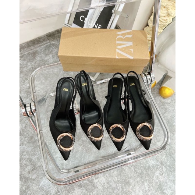 Giày Sandal Bệt 9p Lụa Zara Khoá Tròn Mềm Êm Fullbox Tag Cao Cấp