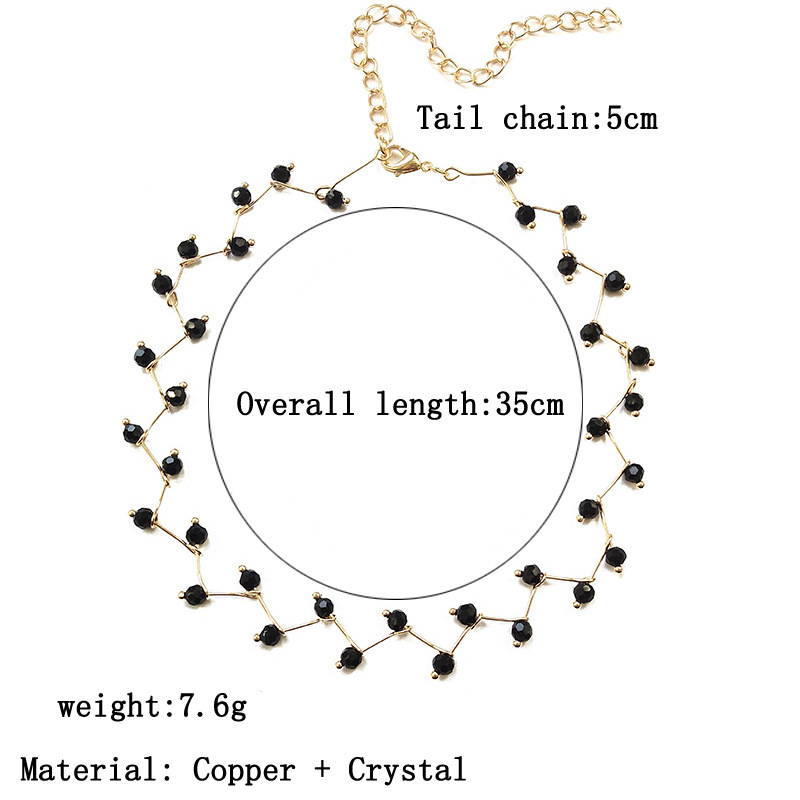 Jewelry Crystal Necklace Simple Joker Black Crystal Short Clavicle Chain Female