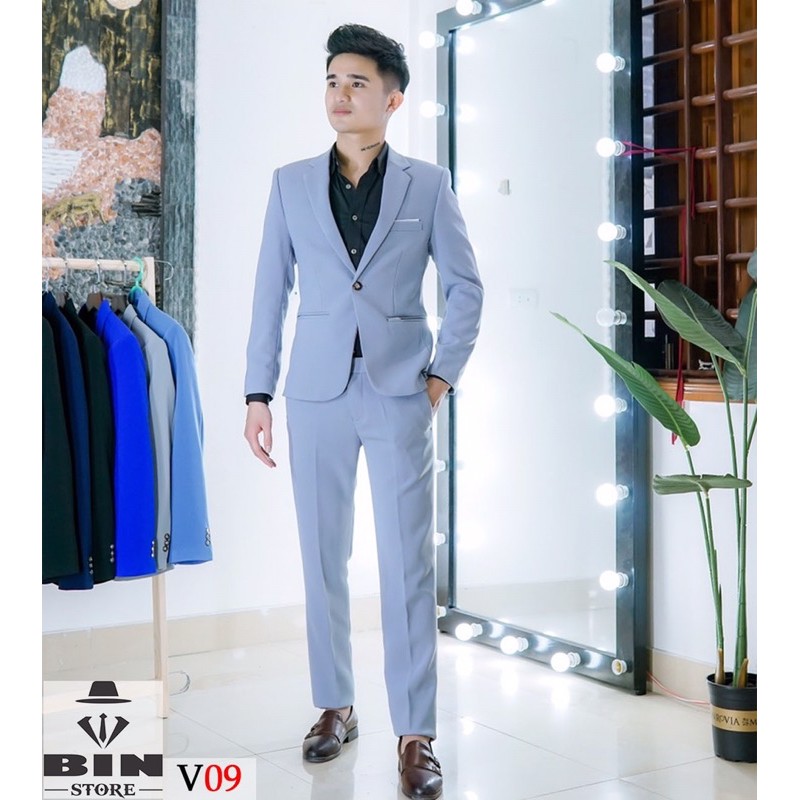 [Xả Kho] bộ vest nam, áo vest nam màu ghi sáng gồm 1 áo vest + 1  quần vest, vest cưới, vest công sở sang trọng,lịch lãm