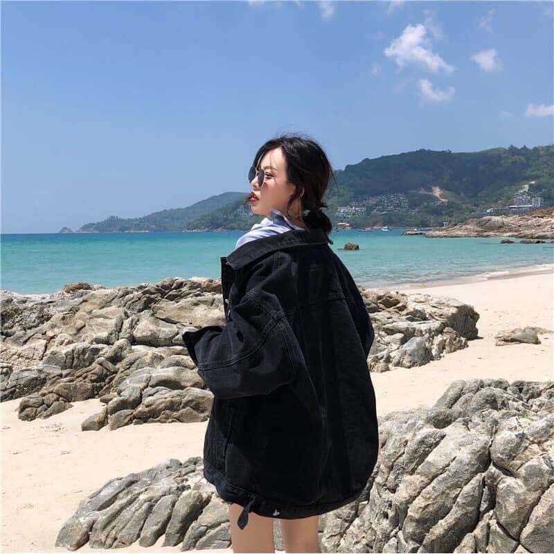 Áo khoác jean đen áo khoác bò