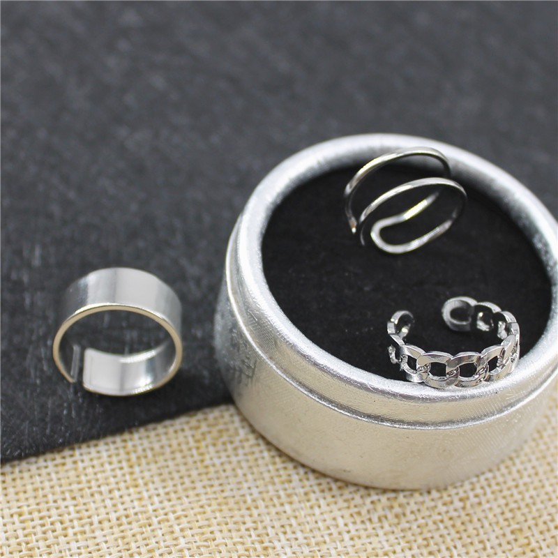 Set nhẫn nữ bằng kim loại thiết kế đơn giản thời trang